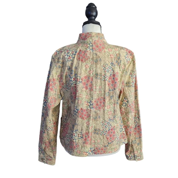 Christopher & Banks Stretch Cotton Multi Pattern Button Up Jacket Size L - Picture 3 of 13